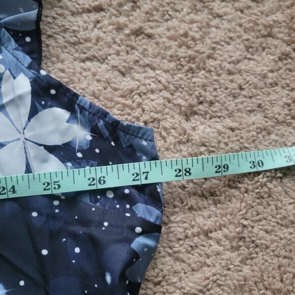 NWT Bloomchic Midi Dress Womens 20 Floral Ruffle Sleeve Fit Flare Blue - Picture 6 of 11